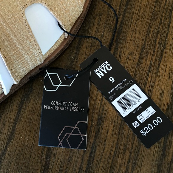 🔴 4/$15 Madden NYC Women's Tan Beige Raffia Open Toe Slides Sandals size 9 NWT - Picture 12 of 14